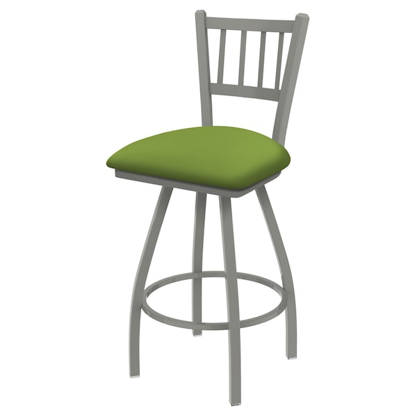 36" Swivel Bar Stool, Nickel Finish, Canter Kiwi Green Seat